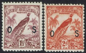 NEW GUINEA 1932 UNDATED BIRD OS 1½D AND 2D