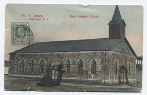 c1910 Gold Coast postcard to USA Accra Basel Mission Church 1/2d [y7286]