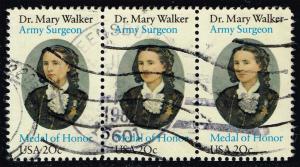 US #2013 Dr. Mary Walker; Used Strip of 3 (0.75)