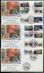 UN 1987 UN DAY WFUNA CACHET BY ELIZABETH von JANOTA-BROWSKI 9 FIRST DAY COVERS 