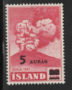 ICELAND Scott 283 MNH** 1954 surcharged  Hekla Volcano stamp