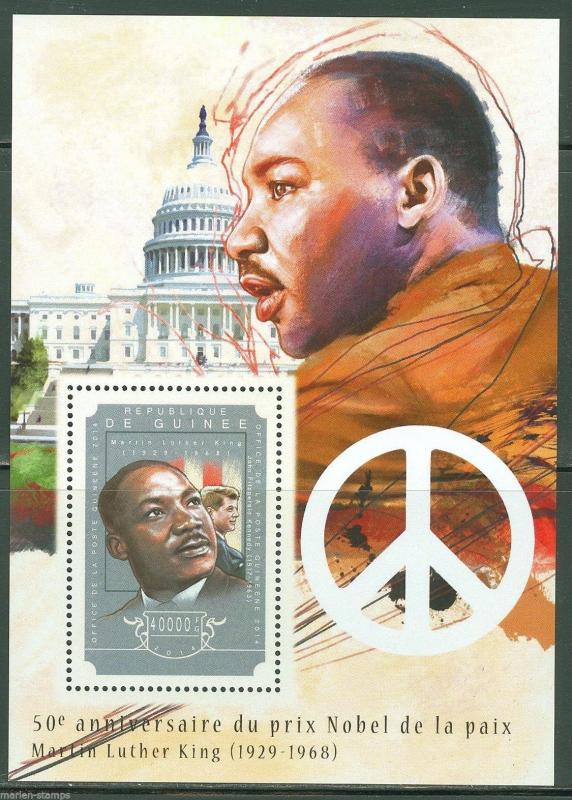 GUINEA 2014 50th  ANNIVERSARY  MARTIN  L. KING'S NOBEL PEACE PRIZE  S/S MINT NH