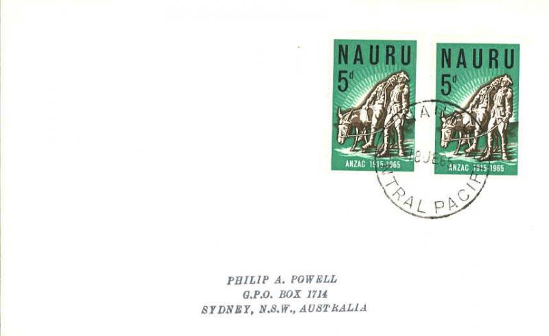 Nauru 5d Anzac (2) 1965 Nauru, Central Pacific to Sydney, Australia.  Philate...