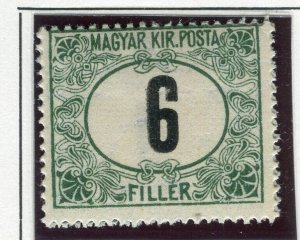 HUNGARY; 1913 early Postage due Sideways Wmk. issue Perf 15, Mint 6f. value