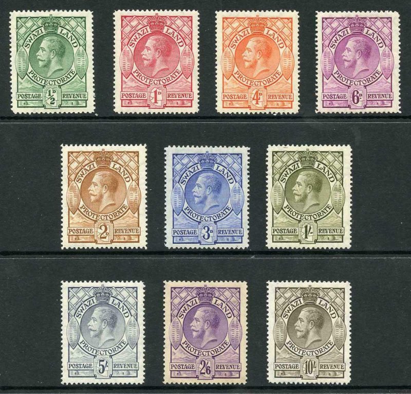 Swaziland SG11/20 1933 set of 10 (2/6 toned gum) M/Mint