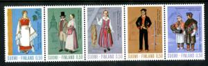 FINLAND 522a STRIP OF 5 MNH SCV $12.50 BIN $7.50 COSTUMES