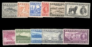 Newfoundland #233-243 Cat$64.50, 1937 George VI, complete set, never hinged