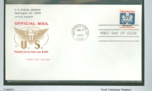 US O133 official mail stamp (great seal of the united states) solo on an unadd. cacheted FDC