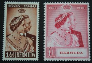 Bermuda 1948 GVI Silver Wedding set SG 125/126 mint