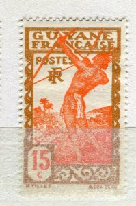 FRENCH COLONIES; GUYANE 1929 early Archer issue Mint hinged 15c. value