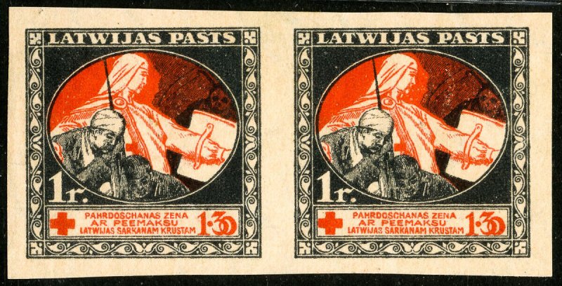 Latvia Stamps 1919 Red Missing Banknote