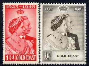Gold Coast 1948 KG6 Royal Silver Wedding set of 2 mounted...
