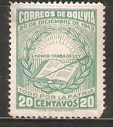 Bolivia  Unused stamp. Green 20 cents