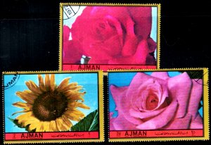 ZAYIX Ajman Mi 1949-1951 CTO  Plants Flora Flowers Sunflowers Roses 022722S36