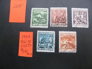 AUSTRIA 1924 USED SC B66-70 SET  XF $26 (205)