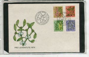 SWITZERLAND; 1974 early Flowers Pro Juventute FDC Cover fine used item