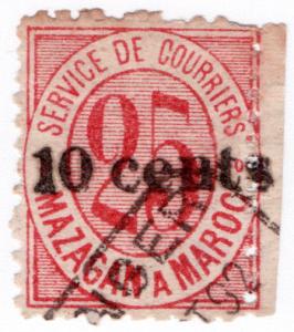 (I.B) French Morocco Local Post : Mazagan 10c on 25c OP