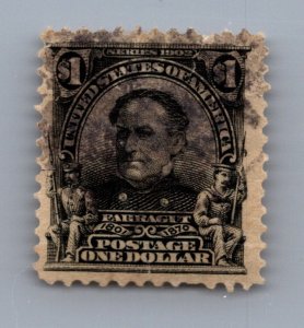 *KAPPYS STAMPS 15006 US REGULAR ISSUE SCOTT 311 $1.00 FARRAGUT USED VF SM FAULTS