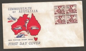 1952 Australia Boy Scout Pan Pacific Jamboree FDC Melbourne block