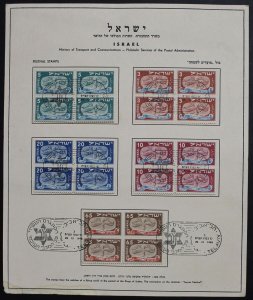 Israel Scott #10-14 1948 New Year Presentation Sheet Blocks of Four Cancelled!!