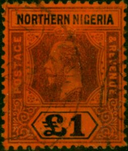 Northern Nigeria 1912 £1 Purple & Black-Red SG52 Fine Used (2)