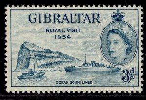 GIBRALTAR QEII SG159, 3d greenish blue, ROYAL VISIT. M MINT.