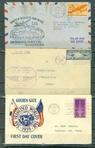 US 1927/39/47 LOT of (3) AIRMAIL COVERS...FDC..CACHETS