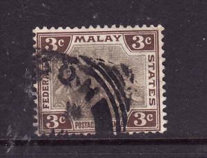 Federated Malay States-Sc#19b-used-3c brn & gray brn-partial squa