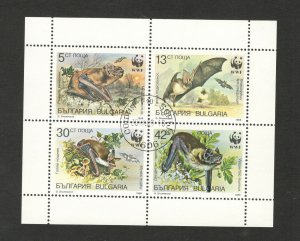 BULGARIA-USED S/S-WWF-FAUNA-Worldwide conservation, bats-1989.