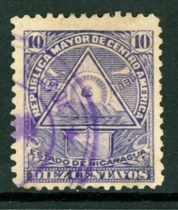 Nicaragua 1898 Seebeck Coat of Arms 10¢ Unwmk VFU B656