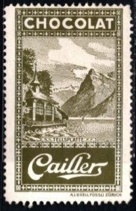 Vintage Switzerland Poster Stamp Cailler Chocolate Vevey Switzerland