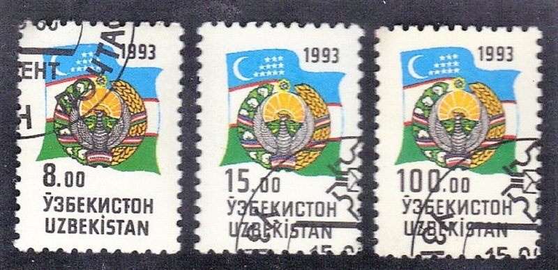 UZBEKISTAN SC# 30,31,34 1993 SEE SCAN