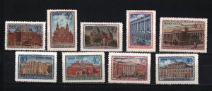 RUSSIA/USSR 1950 MUSEUMS IN MOSKOW SET OF 9 STAMPS MNH