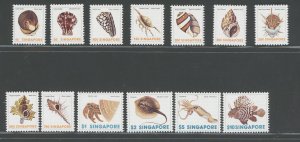 1977 SINGAPORE, Yvert and Tellier #262-74, Shells - Crustaceans - Fish - 13 Valu