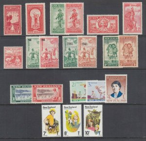 New Zealand Sc B6/B97 MLH. 1933-76 Semi-Postals, 12 complete sets, Fresh, F-VF