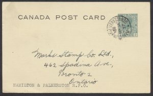 1932 RPO Postmark Hamilton & Palmerston RPO/ . on PSC to Marks Stamp Co