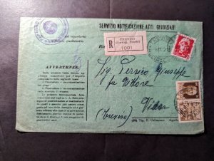 1942 Registered Censored Italy Cover Treviso to Vidor