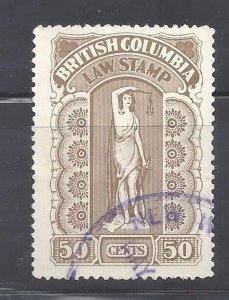 CANADA # BCL34b BRITISH COLUMBIA LAW STAMP PIN PERF DIE I BS23597