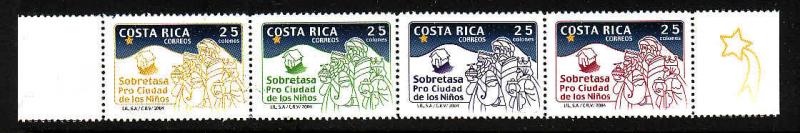 Costa Rica-Sc#RA123-unused NH strip-Three Magi-Christmas-2004-