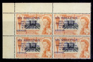 SIERRA LEONE QEII SG283a, 6s on 6d 1895 for 1859 in BLOCK of 4, NH MINT. Cat £65