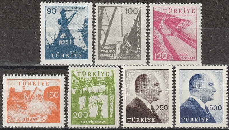 EDSROOM-17197 Turkey 1454-1460 MNH 1959-60 Top 7 Values CV$40.75