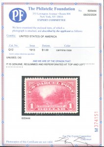 U.S. #Q12 MINT WITH PF CERT