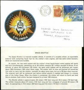 3/22/82 STS-3 Columbia Shuttle Launch Rockwell Cachet Kennedy Space Ctr., FL