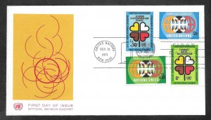 Just Fun Cover United Nations Geneva #19-20 & UN #220-21 FDC Cachet (myA543)