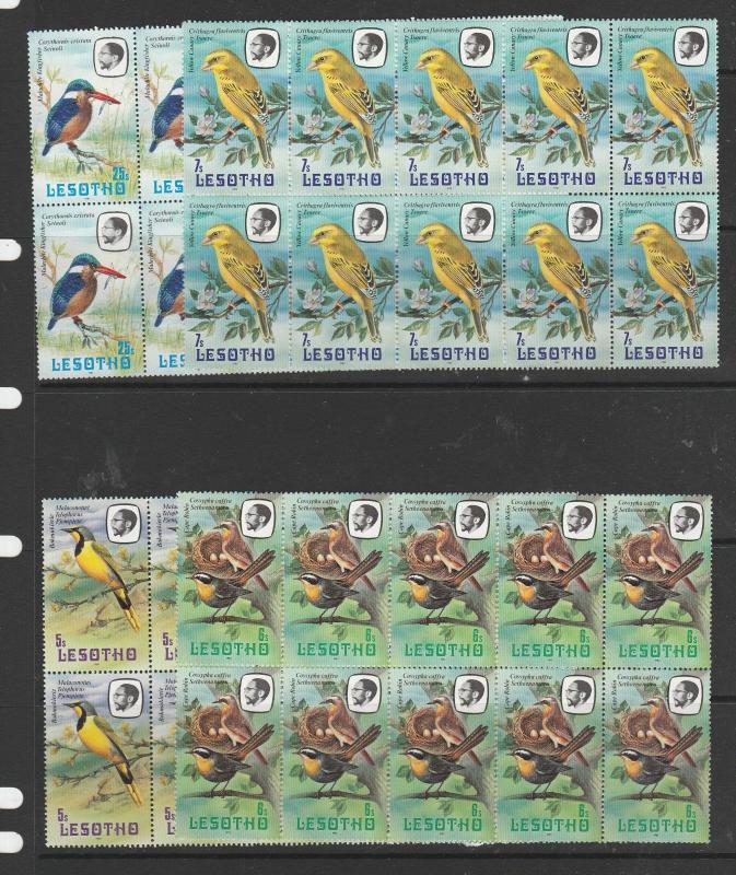 Lesotho 1981 Birds 5s, 6s, 7s & 25s in UM/MNH blocks of 10 SG 440-2 & 444