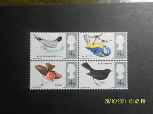GB, SG 696-699 4d British Birds block of 4, Unused