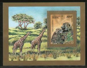 Benin 1995 Wildlife Animals Baboon Monkey Giraffe Mamals Sc 760 M/s MNH # 13587