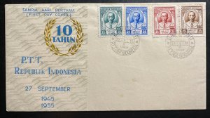 1955 Bandung Indonesia First Day cover FDC Republic Issue