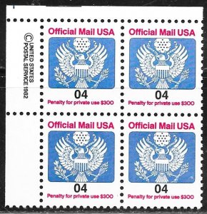 USA O146: 4c Eagle, Copyright Block, MNH, VF