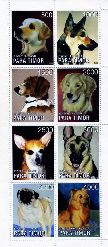 Timor (East) 1999 VARIOUS DOGS Sheet Perforated Mint (NH)